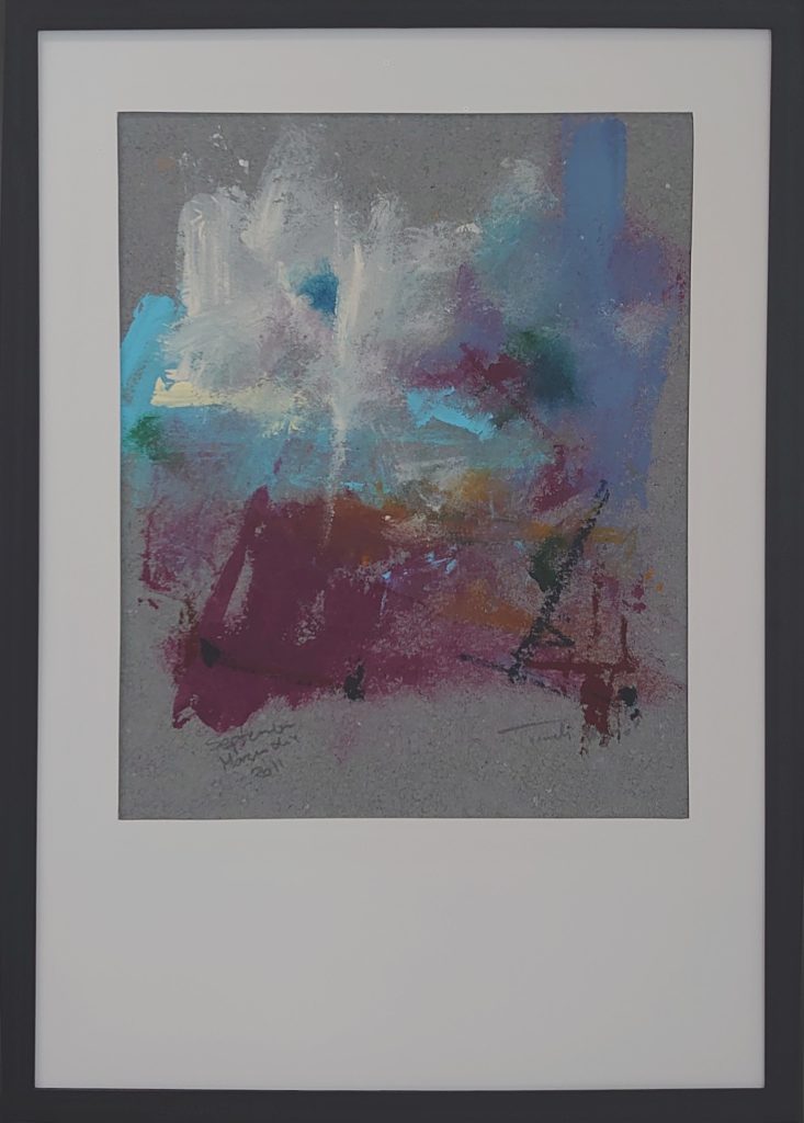 Morgendis september 2011 - Maleri af Troels Boié, Olie og oliepastel på karton