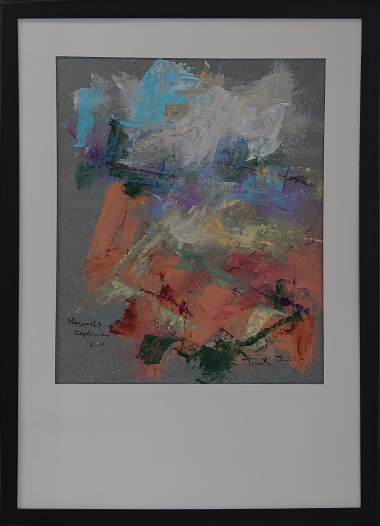 Morgendis september 2011 - maleri af Troels Boié, olie og oliepastel på karton