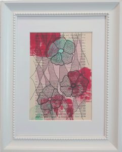Genbrugskunst: Tegning - Grafisk blomst Nr 1 af K.A. Kristensen