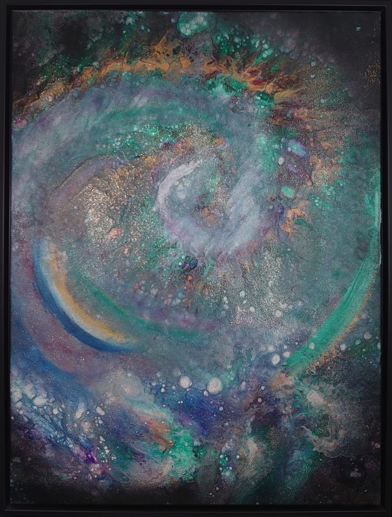 Maleri grøn 60x80 uden titel af Amanda Arndal Gravesen