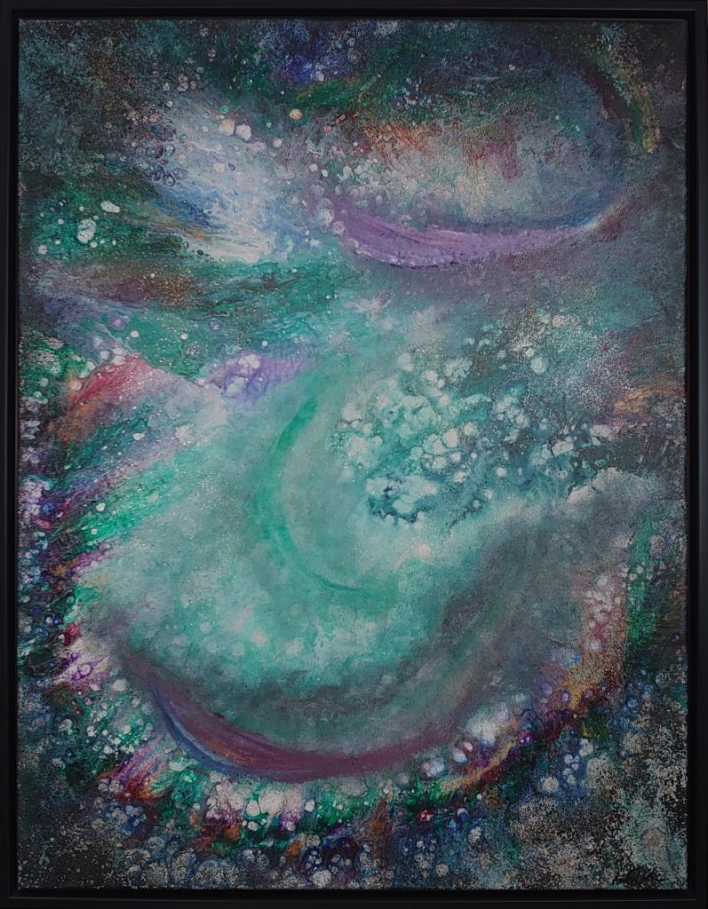 Maleri grøn 60x80 uden titel af Amanda Arndal Gravesen