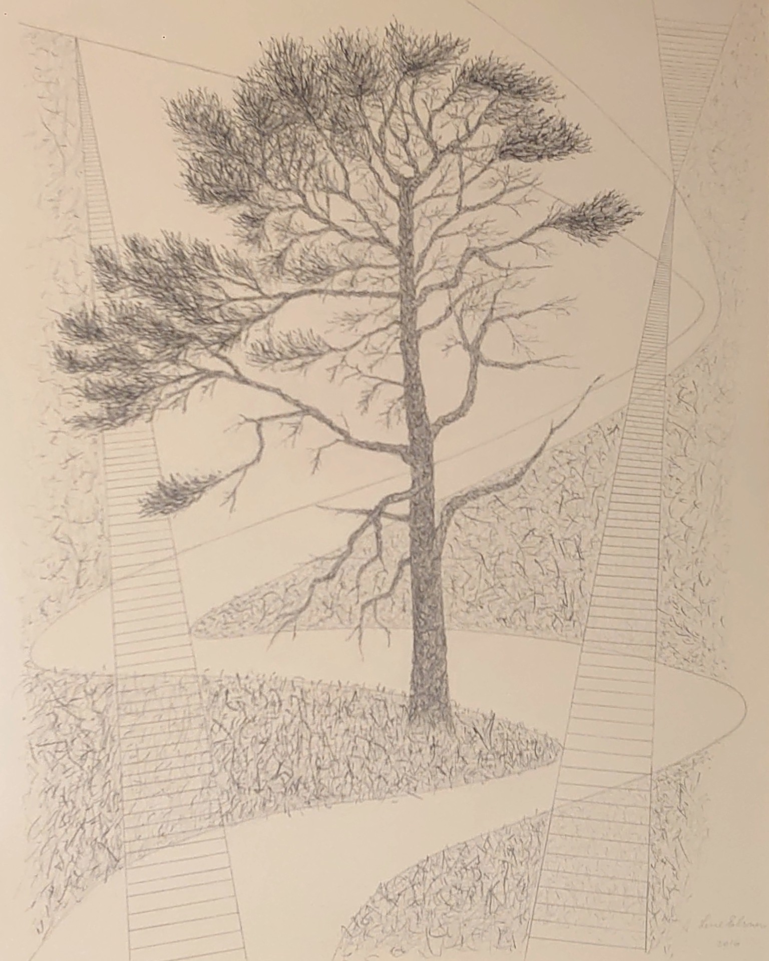 Tegning af Lene Elsner, 2016.